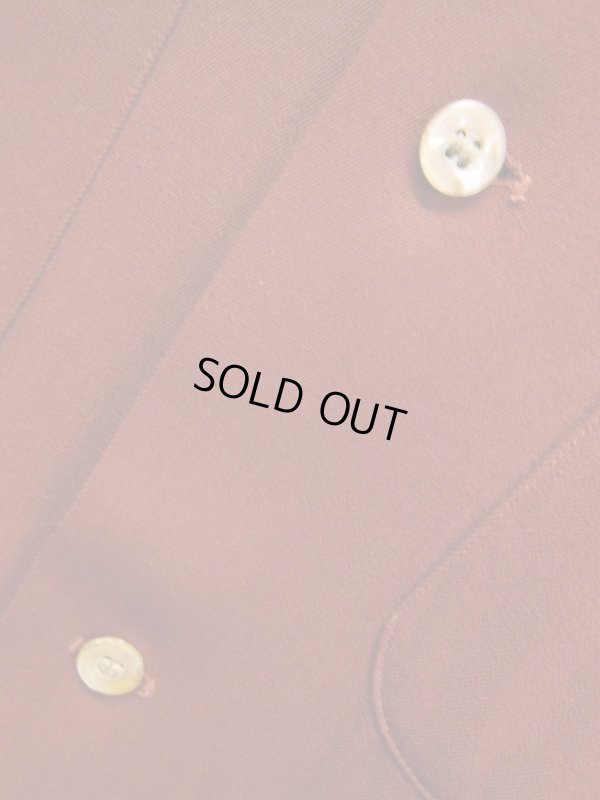 画像8: 1950'S SHAPELY "Kinney's MEN'S SHOP" BURGUNDY GABERDINE SHIRT SZ/M
