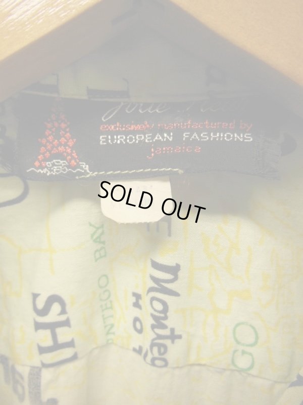 画像3: 1960'S JAMAICAN HOTEL, CLUBMAP PRINTED COTTON SHIRT SZ/M