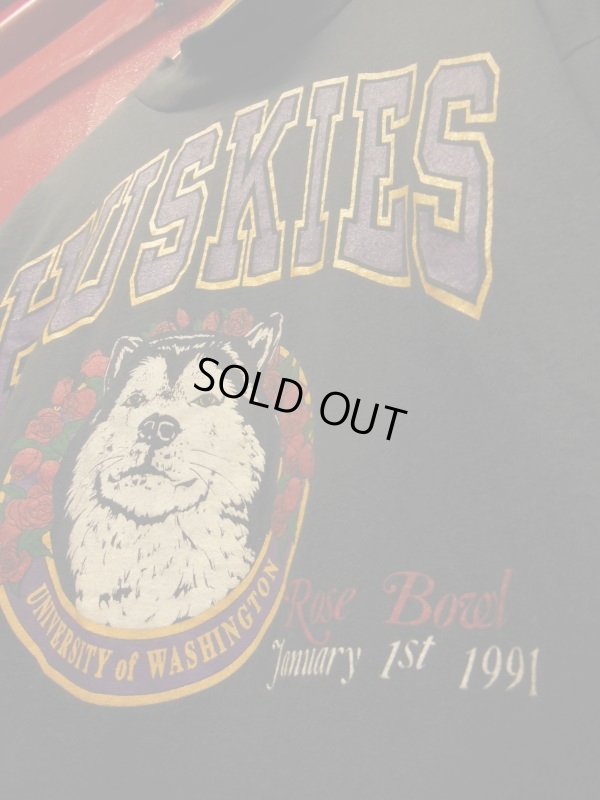 画像7: 80S90S US古着 ビンテージ aワシントン州立大学ハスキーズ長袖Tシャツ/黒/LT