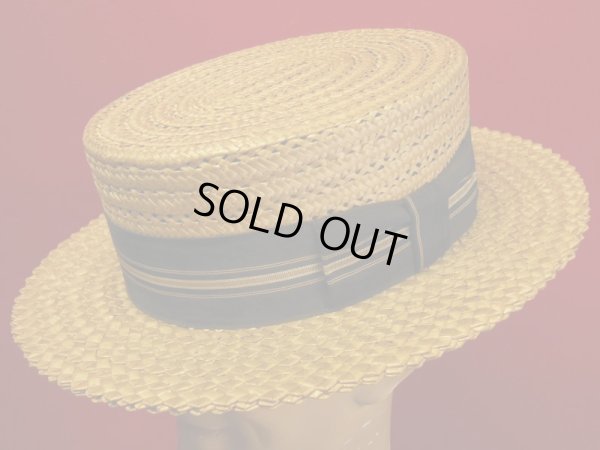 画像12: 1940'S FASHION TAILORED STRAW BOATER HAT/7-1/4 (58cm)ビンテージストローボーターハットカンカン帽