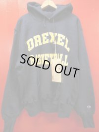 90S 米国製デッドストック CHAMPION リバースウィーブ スウェット パーカー/濃紺/DREXEL BASKETBALL/L