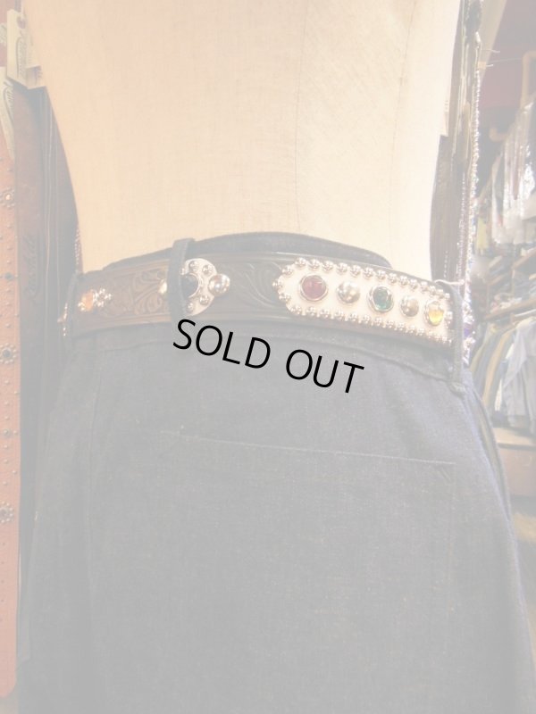 画像8: RAWHIDE STUDDED & JEWELED BELT LOT-412/ 1-1/2"[38MM] ブルース・スプリングスティーンBorn In The USAベルト