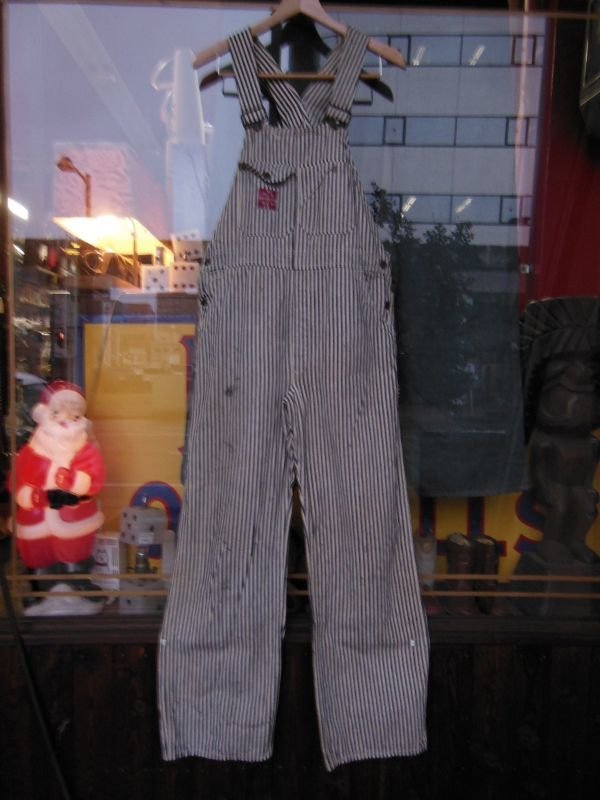 画像18: 1930'S DICKIES "WIRLING LOG SWASTIKA TAG" EXTRA STRIPE OVERALLS 34X32