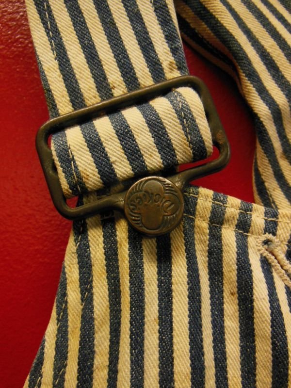 画像5: 1930'S DICKIES "WIRLING LOG SWASTIKA TAG" EXTRA STRIPE OVERALLS 34X32