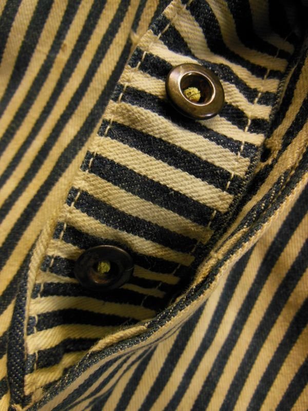 画像8: 1930'S DICKIES "WIRLING LOG SWASTIKA TAG" EXTRA STRIPE OVERALLS 34X32