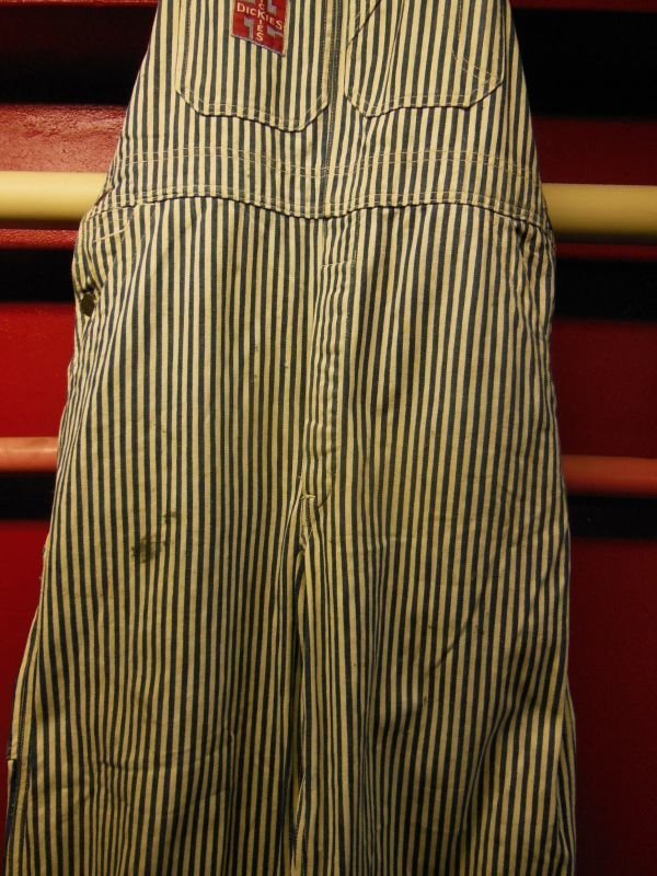 画像16: 1930'S DICKIES "WIRLING LOG SWASTIKA TAG" EXTRA STRIPE OVERALLS 34X32
