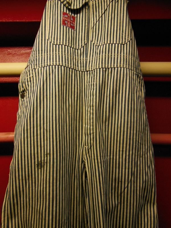 画像17: 1930'S DICKIES "WIRLING LOG SWASTIKA TAG" EXTRA STRIPE OVERALLS 34X32