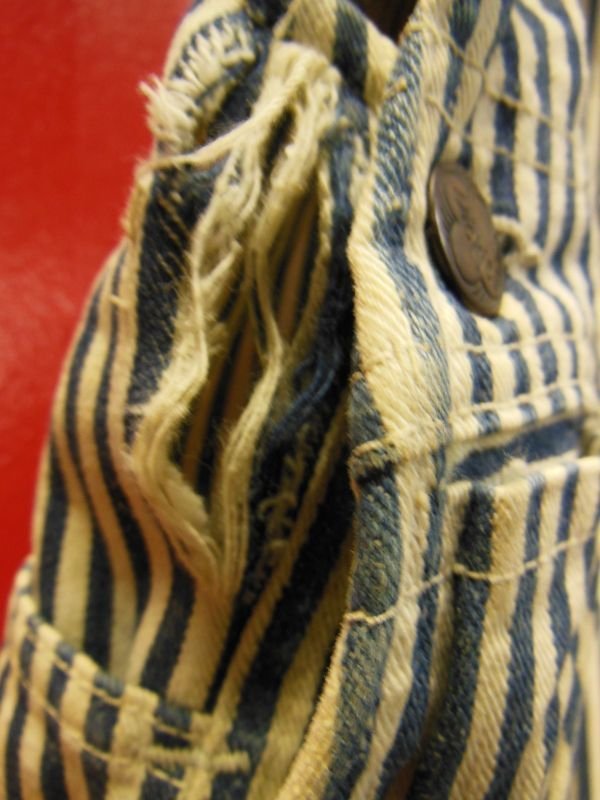 画像20: 1930'S DICKIES "WIRLING LOG SWASTIKA TAG" EXTRA STRIPE OVERALLS 34X32
