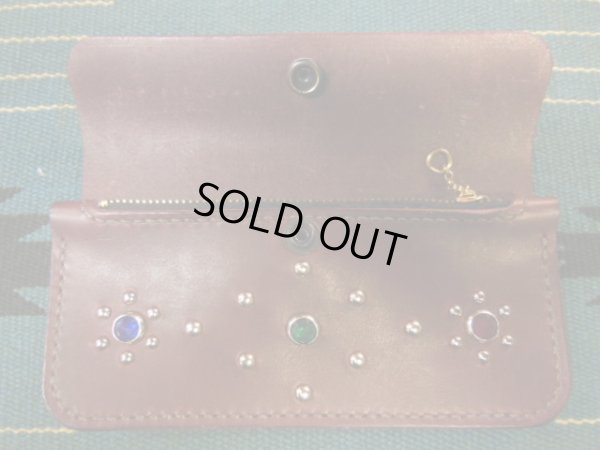 画像3: RAWHIDE STUDDED & JEWELED TRUCKERS WALLET LOT-501D/レンガブラウン/TEMPESTI  ELBAMATT 
