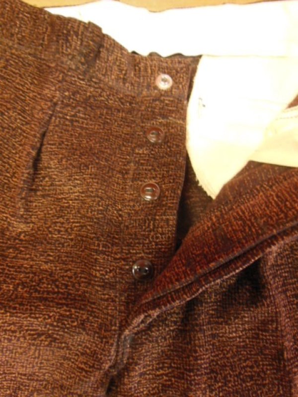 画像5: 1930'S DEADSTOCK UNKNOWN PRINTED CORDS TROUSERS YOUTH12 25.5X26