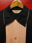 画像1: 1950'S DONJUAN BLACK X PINK TWO TONE RAYON SHIRT L/S SZ/M (1)