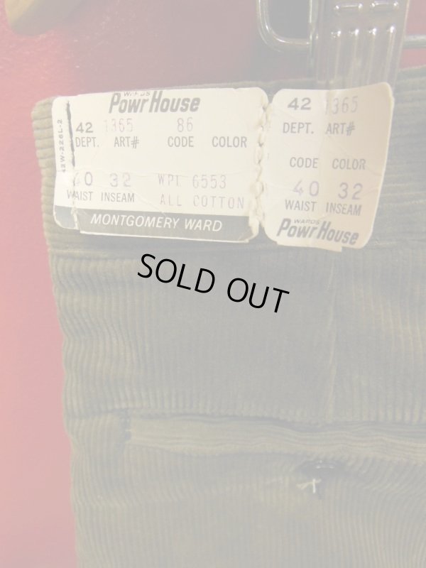 画像9: 1960'S DEADSTOCK MW POWR HOUSE BROWN CORDUROY WORK TROUSERS SIZE/40X32
