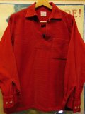 1950'S BRENT RED CORDUROY PULLOVER SHIRT SZ/M
