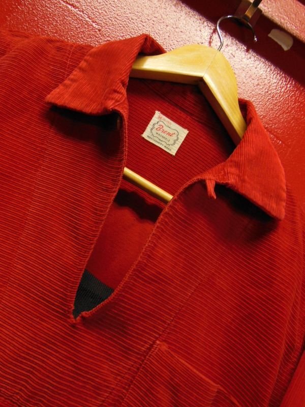 画像13: 1950'S BRENT RED CORDUROY PULLOVER SHIRT SZ/M