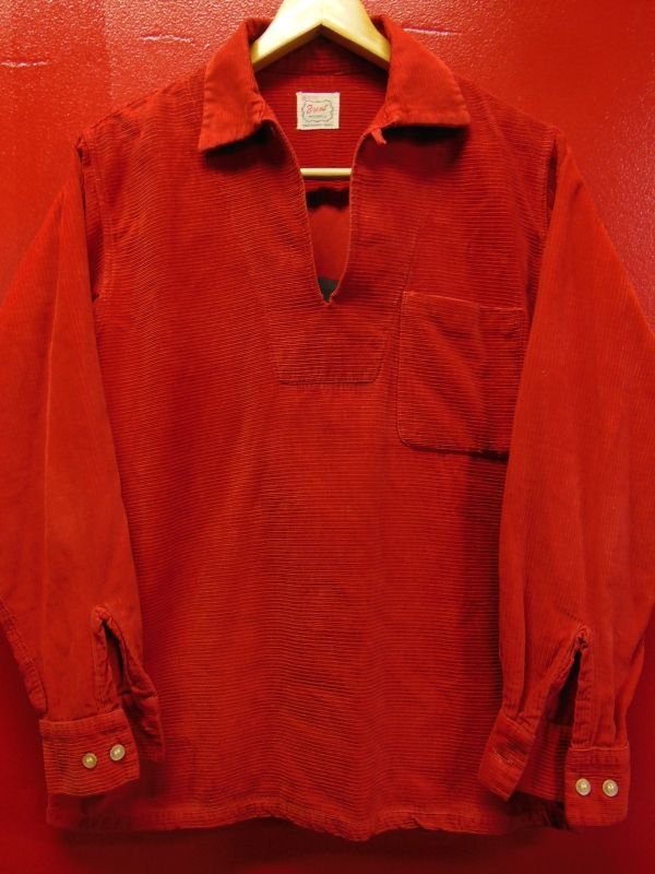 画像15: 1950'S BRENT RED CORDUROY PULLOVER SHIRT SZ/M