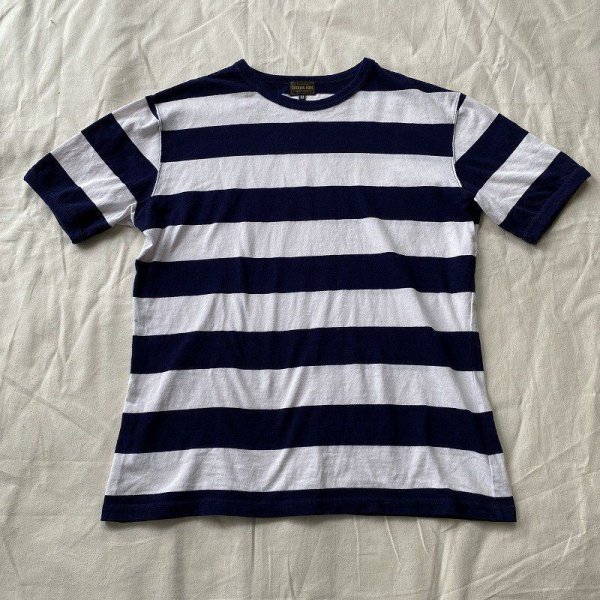 画像3: The GROOVIN HIGH Vintage Style Ringer Cotton Stripe T-Shirt Navy/White