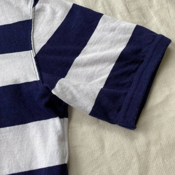 画像4: The GROOVIN HIGH Vintage Style Ringer Cotton Stripe T-Shirt Navy/White