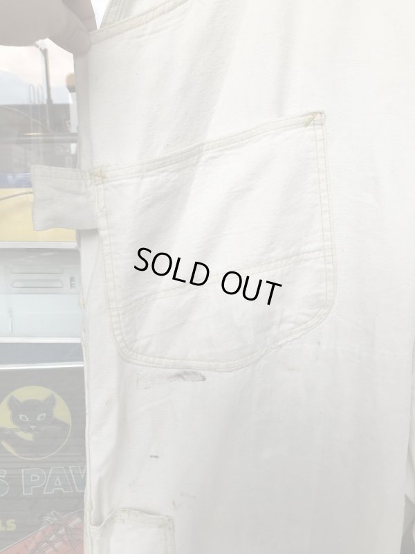 画像14: 1950'S LEE UNBREACHED CANVAS CARPENTER'S OVERALLS w/APRON  44X29