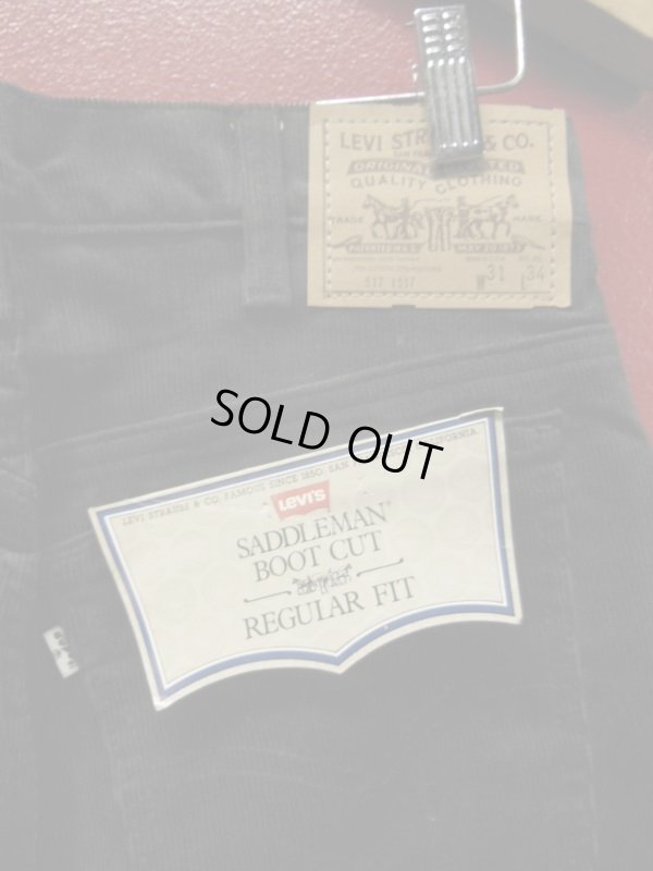 画像1: 1985'S DEADSTOCK LEVI'S 517-1517 CORDUROY PANTS 31X34 スミ黒ほぼ黒