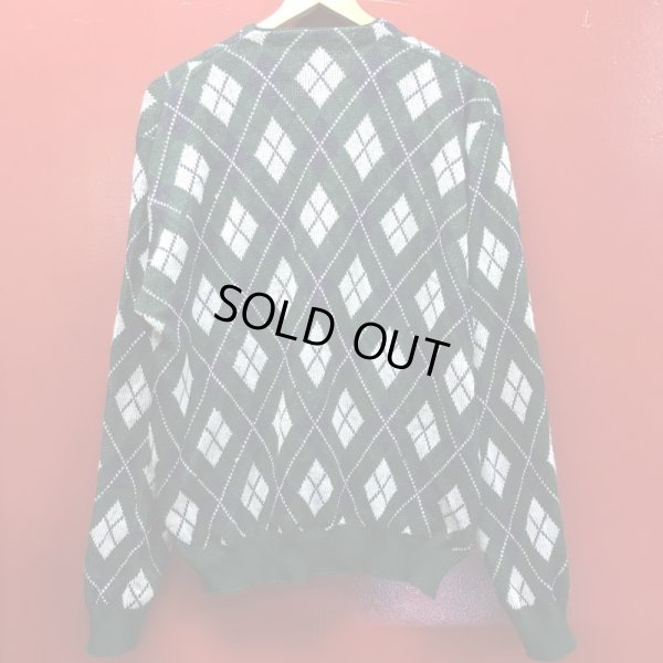 画像6: 1960'S DEADSTOCK UNKNOWN  GREEN  ARGYLE CARDIGAN SIZE/XX-LARGE