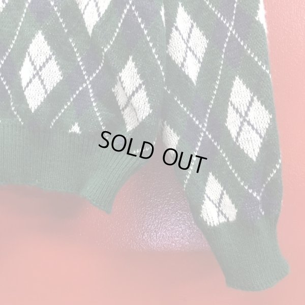 画像8: 1960'S DEADSTOCK UNKNOWN  GREEN  ARGYLE CARDIGAN SIZE/XX-LARGE