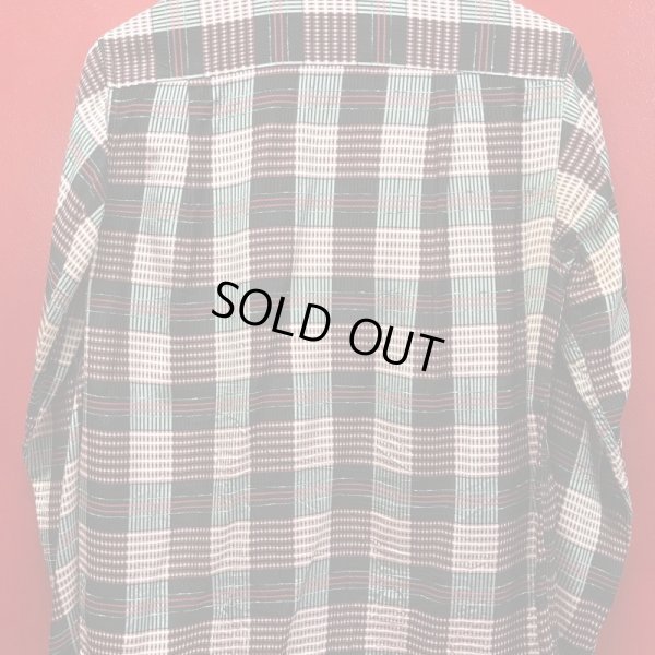 画像6: 1950'S HARPER RED,BLACK,SILVER GRAY LUREX FLECK PLAID RAYON SHIRT SZ/S