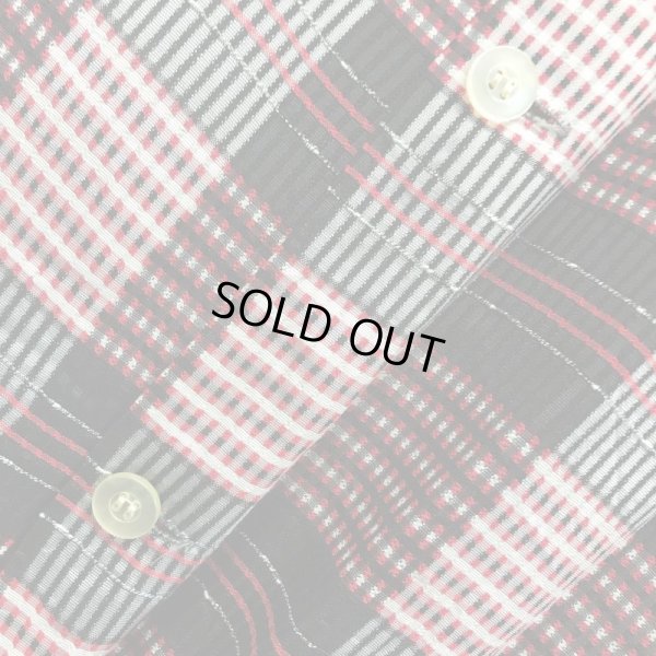 画像7: 1950'S HARPER RED,BLACK,SILVER GRAY LUREX FLECK PLAID RAYON SHIRT SZ/S