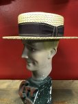 画像1: 1940'S STETSON Medalist STRAW BOATER HAT/7-1/8 (57cm)ビンテージストローボーターハットカンカン帽 (1)