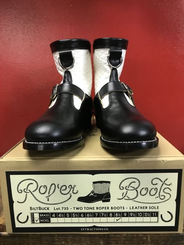 画像3: Attractions BILTBUCK Lot.735 Two Tone Roper Boots Emboss/Black/White
