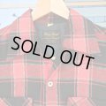 1950'S MARK TWAIN RED,WHITE PLAID ACRYLIC WOOL SHIRT SZ/SMALL