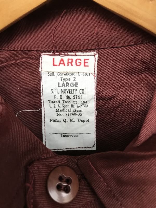 画像4: 1940'S  DEADSTOCK WWII SUIT CONVALECSENT COAT US MEDICAL JACKET SZ/LARGE