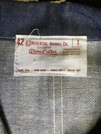 1970'S DEADSTOCK UNIVERSAL OVERALL CO., DENIM COVERALL JACKET SZ/42