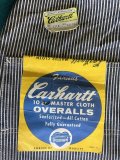 1950'S DEADSTOCK CARHARTT  HICKORY STRIPE OVERALLS W/TWO TONE TOOL APRON 34X32