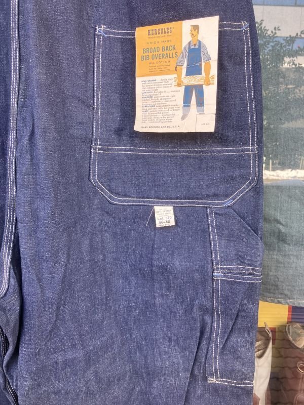 画像6: 1950'S〜 DEADSTOCK HERCULES BAD DIED DENIM BIB OVERALLS SZ/46X32
