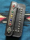 画像1: RAWHIDE STUDDED & JEWELED TRUCKERS WALLET LOT-501B/BLACK (1)