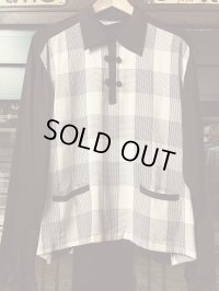 1950'S WESTWARD HO! PINK & BLACK PANELED R'N'R RAYON PULLOVER SHIRT/LARGE