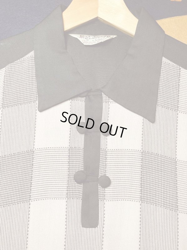 画像7: 1950'S WESTWARD HO! PINK & BLACK PANELED R'N'R RAYON PULLOVER SHIRT/LARGE