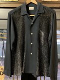 1950'S TOWNCRAFT BLACK LUREX PANEL R'N'R RAYON SHIRT SIZE/MEDIUM