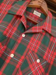 画像1: 1950'S OLD KENTUCKY GREEN X RED PLAID COTTON SHIRT SZ/MEDIUM (1)