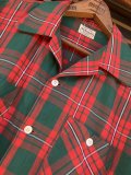 1950'S OLD KENTUCKY GREEN X RED PLAID COTTON SHIRT SZ/MEDIUM