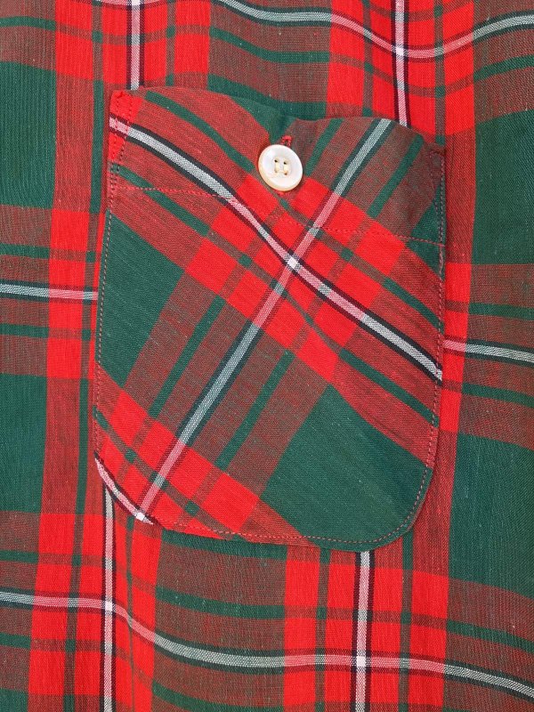 画像6: 1950'S OLD KENTUCKY GREEN X RED PLAID COTTON SHIRT SZ/MEDIUM