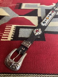 RAWHIDE STUDDED & JEWELED BELT LOT-412/ 1-1/2"[38MM] W35"インチ/ブルース・スプリングスティーンBorn In The USAベルト
