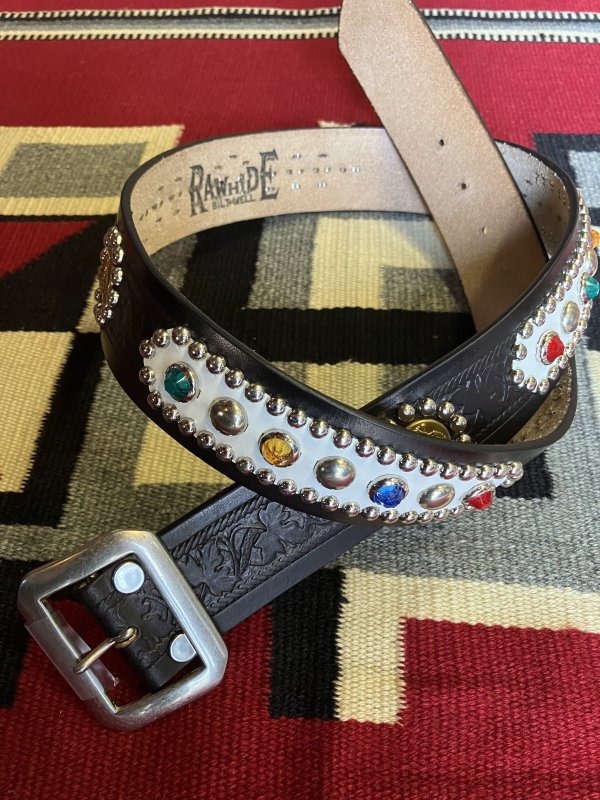 画像1: RAWHIDE STUDDED & JEWELED BELT LOT-115 /1-3/4"[44MM] 