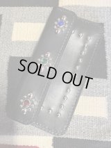 RAWHIDE STUDDED & JEWELED TRUCKERS WALLET LOT-501A/BLACK