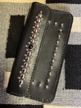 RAWHIDE STUDDED & JEWELED TRUCKERS WALLET LOT-501D/BLACK/BLACK JEWEL