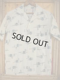 1950'S TOWNCRAFT MASK PRINT COTTON SHIRT SZ/M