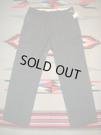1930'S BLACK WOOL STRIPE TROUSERS W35 L29
