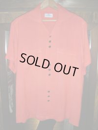 1950'S CAMPUS SALMON ORANGE RAYON SHIRT SZ/M