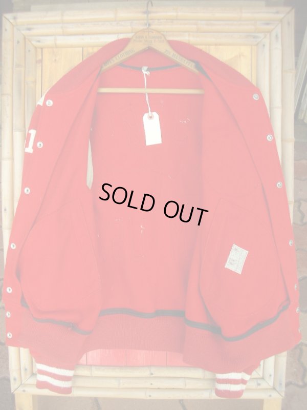 画像3: 1960'S USAF MILITARY DEVIL FELT PATCHED LETTERMAN JACKET/42 