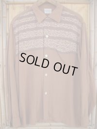 1950'S TOWNCRAFT BORDER PRINTED RAYON SHIRT SZ/L